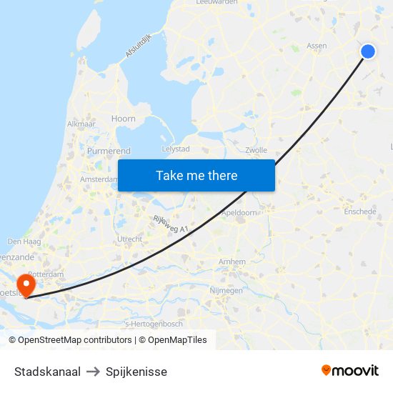 Stadskanaal to Spijkenisse map