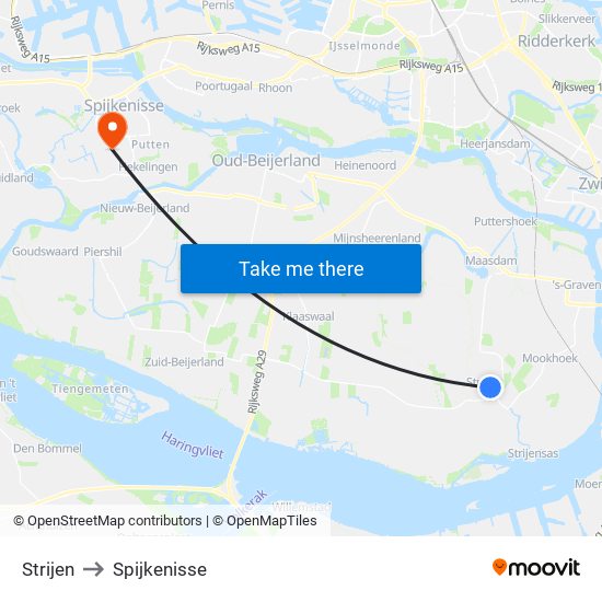 Strijen to Spijkenisse map