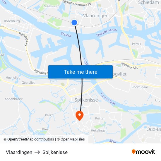 Vlaardingen to Spijkenisse map