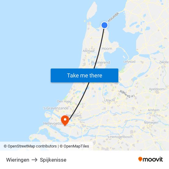 Wieringen to Spijkenisse map