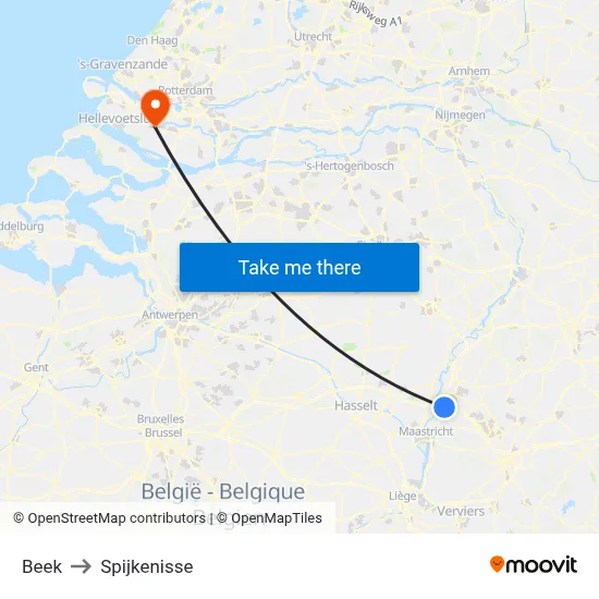 Beek to Spijkenisse map