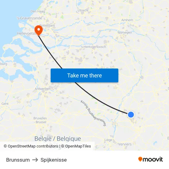 Brunssum to Spijkenisse map