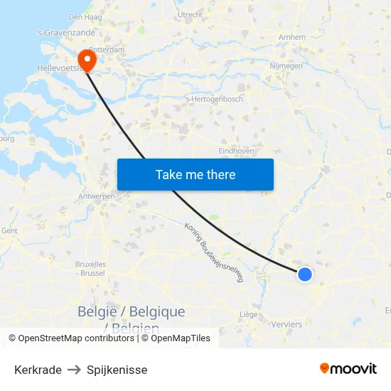 Kerkrade to Spijkenisse map
