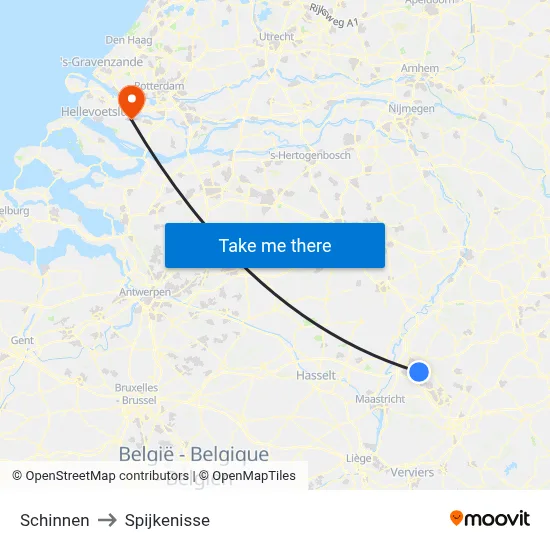 Schinnen to Spijkenisse map