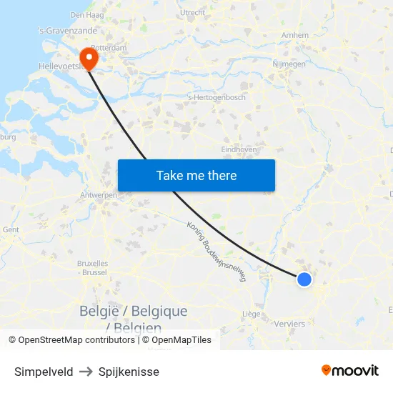 Simpelveld to Spijkenisse map