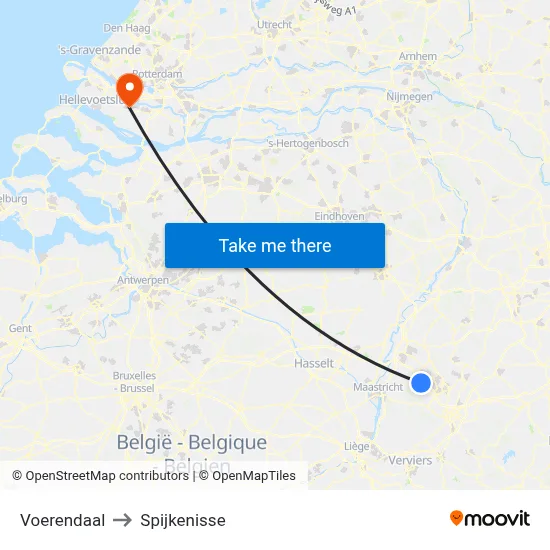 Voerendaal to Spijkenisse map