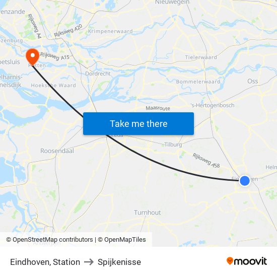 Eindhoven, Station to Spijkenisse map