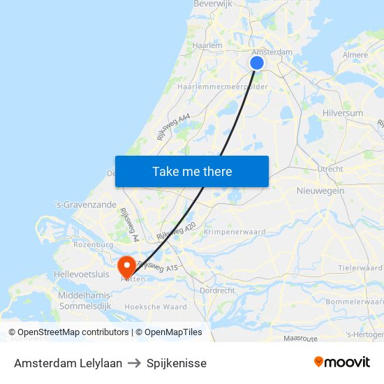 Amsterdam Lelylaan to Spijkenisse map