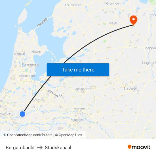 Bergambacht to Stadskanaal map