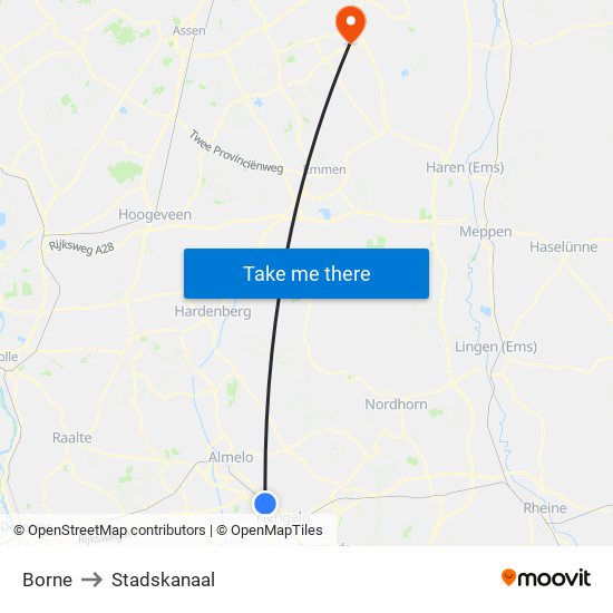 Borne to Stadskanaal map