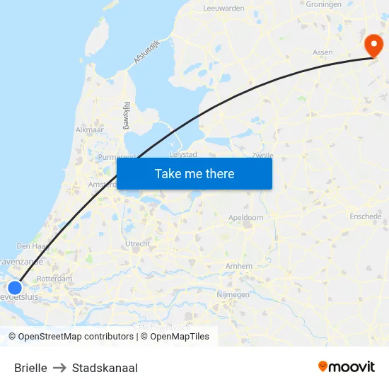 Brielle to Stadskanaal map