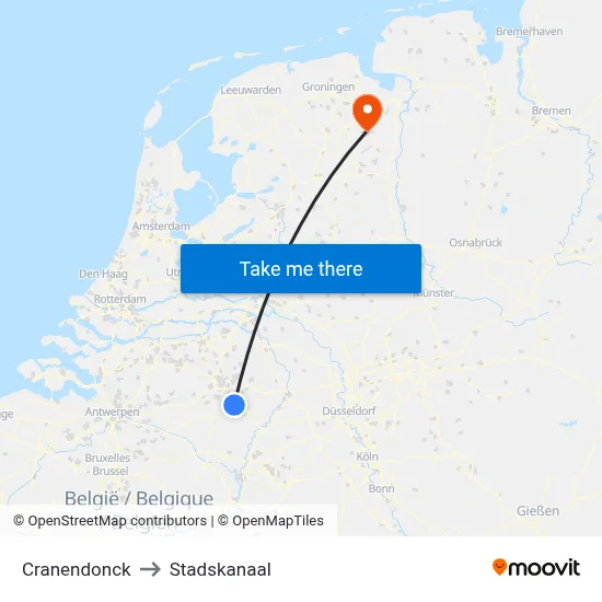 Cranendonck to Stadskanaal map