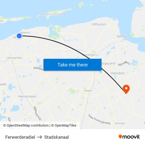 Ferwerderadiel to Stadskanaal map