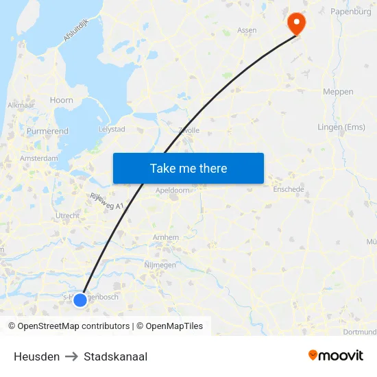 Heusden to Stadskanaal map