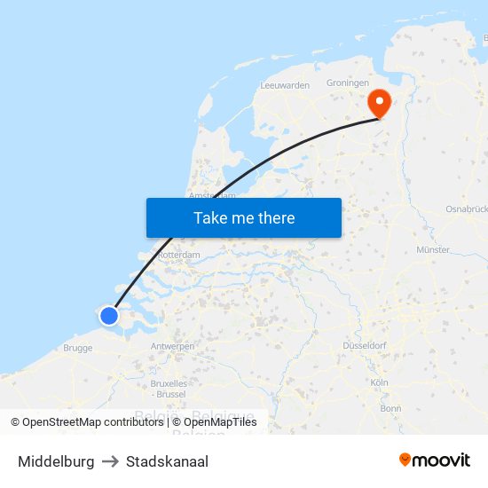 Middelburg to Stadskanaal map