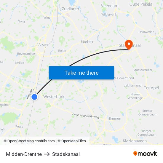 Midden-Drenthe to Stadskanaal map