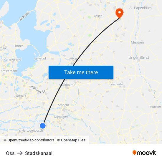 Oss to Stadskanaal map