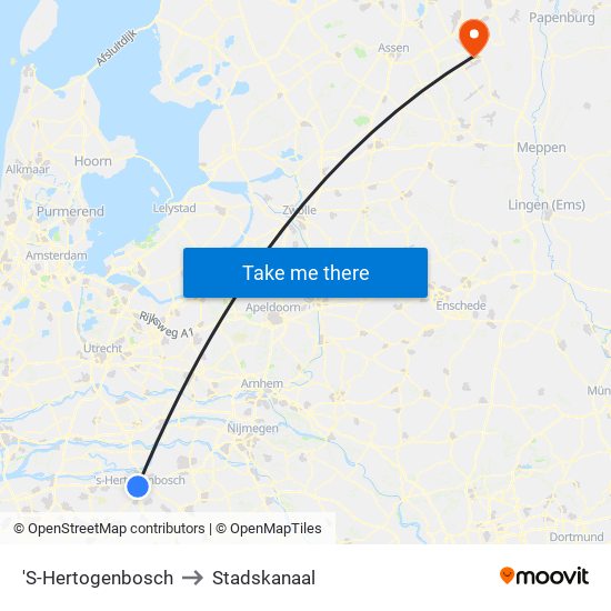 'S-Hertogenbosch to Stadskanaal map