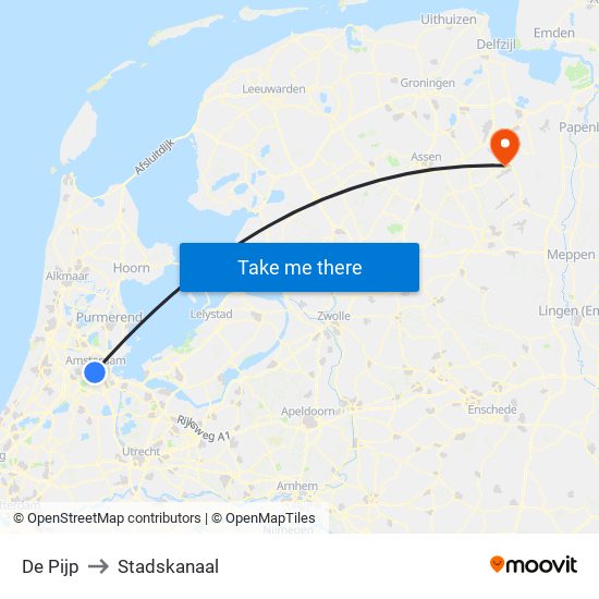 De Pijp to Stadskanaal map