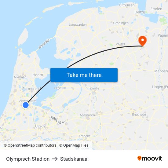 Olympisch Stadion to Stadskanaal map