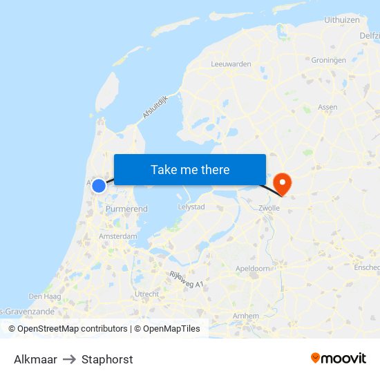 Alkmaar to Staphorst map