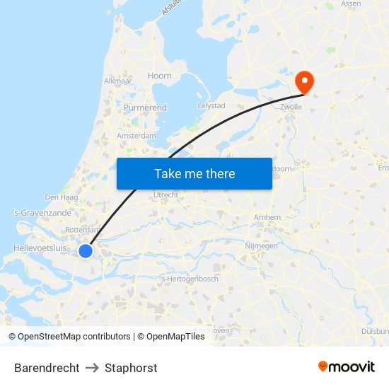 Barendrecht to Staphorst map