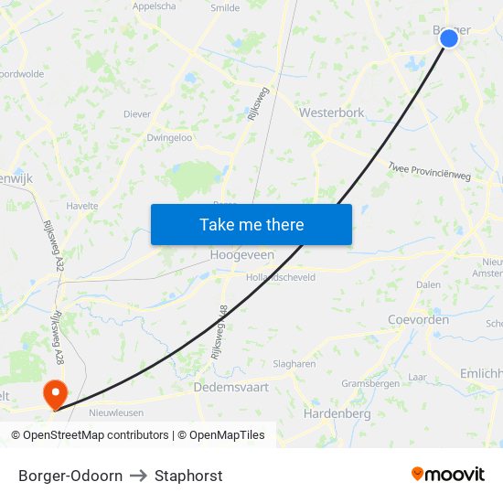 Borger-Odoorn to Staphorst map