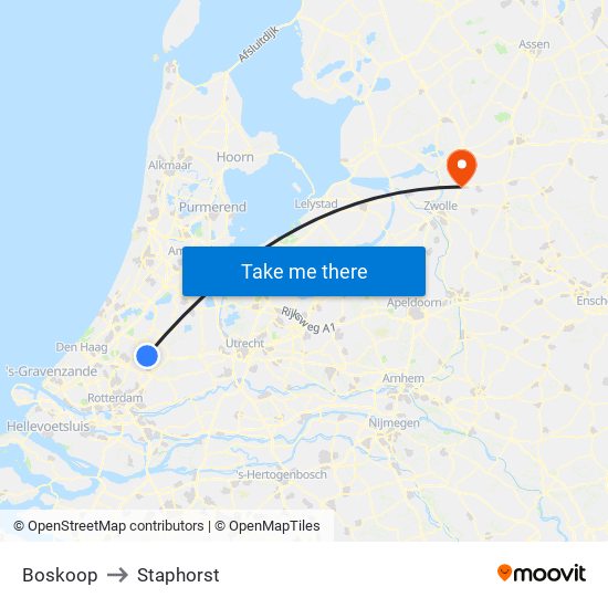 Boskoop to Staphorst map