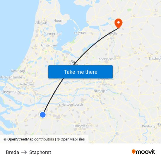 Breda to Staphorst map