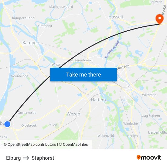 Elburg to Staphorst map