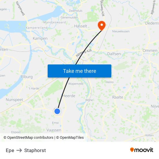 Epe to Staphorst map