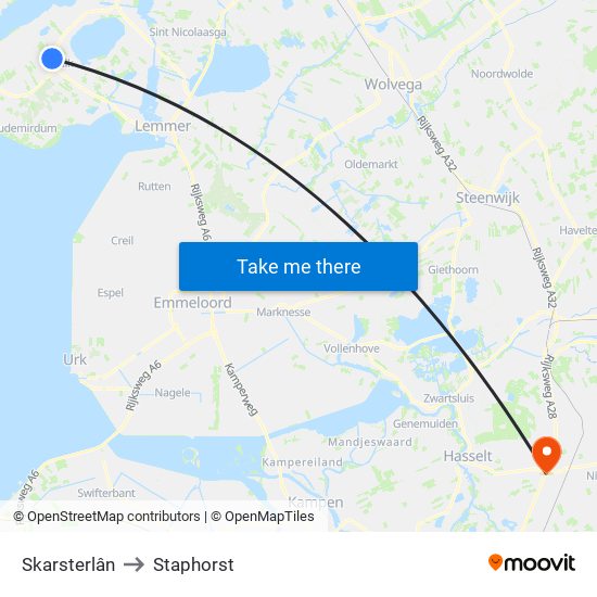 Skarsterlân to Staphorst map