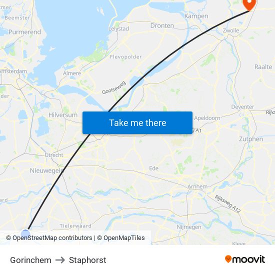 Gorinchem to Staphorst map