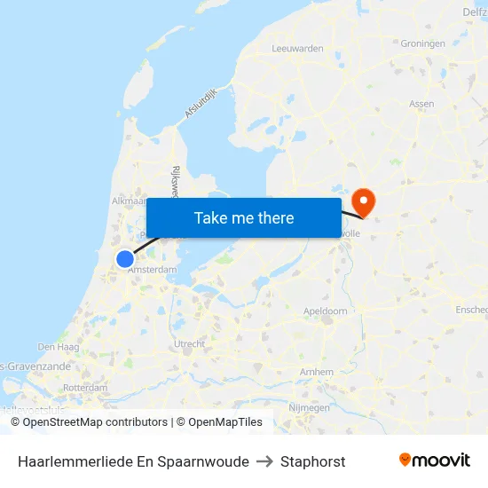 Haarlemmerliede En Spaarnwoude to Staphorst map