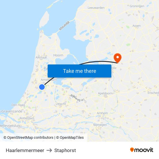 Haarlemmermeer to Staphorst map