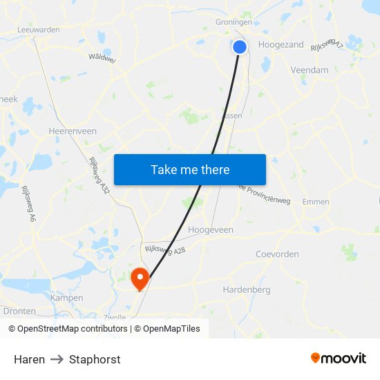 Haren to Staphorst map