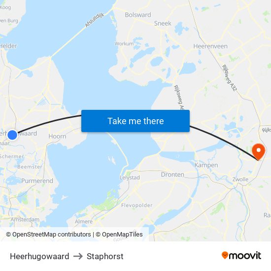 Heerhugowaard to Staphorst map