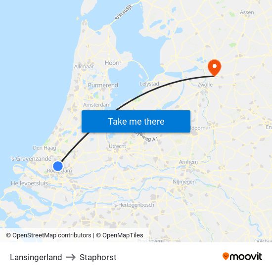 Lansingerland to Staphorst map