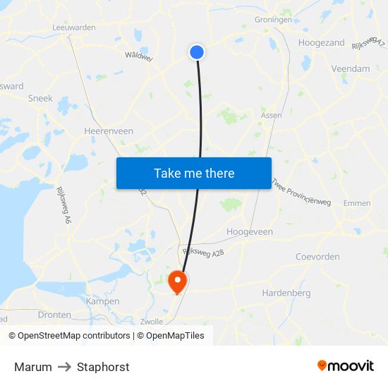 Marum to Staphorst map