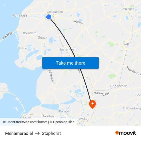 Menameradiel to Staphorst map