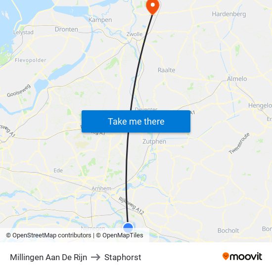 Millingen Aan De Rijn to Staphorst map