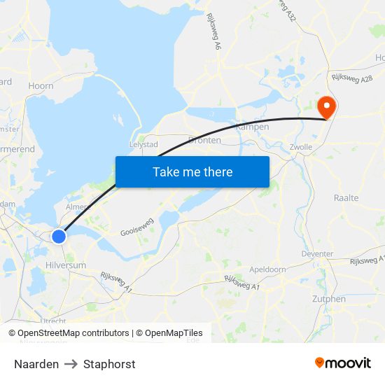 Naarden to Staphorst map