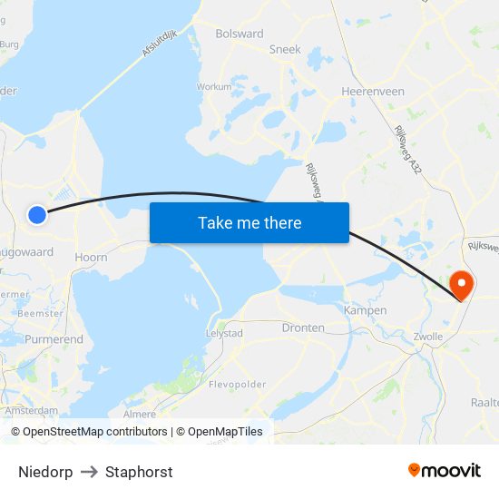 Niedorp to Staphorst map