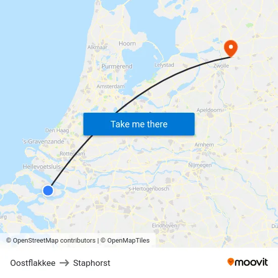 Oostflakkee to Staphorst map