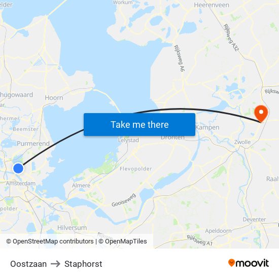 Oostzaan to Staphorst map
