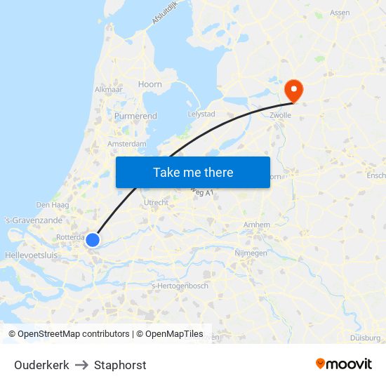 Ouderkerk to Staphorst map