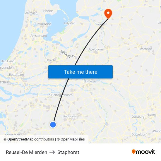 Reusel-De Mierden to Staphorst map