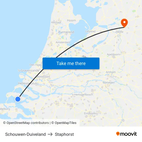 Schouwen-Duiveland to Staphorst map