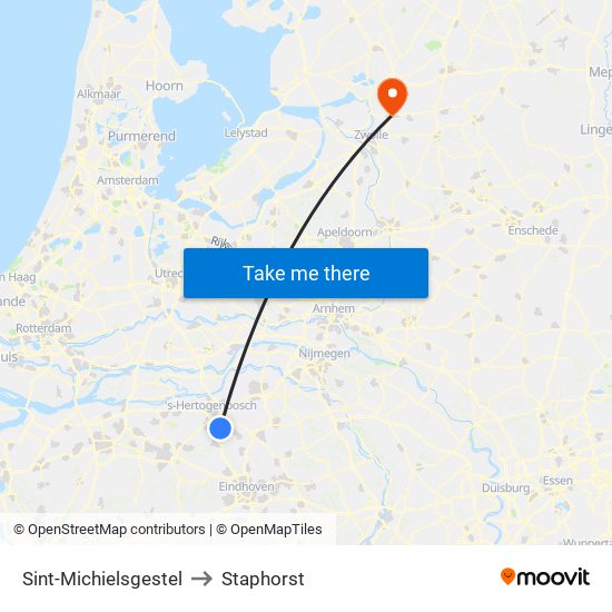 Sint-Michielsgestel to Staphorst map