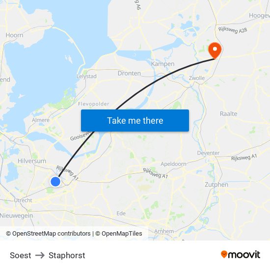 Soest to Staphorst map